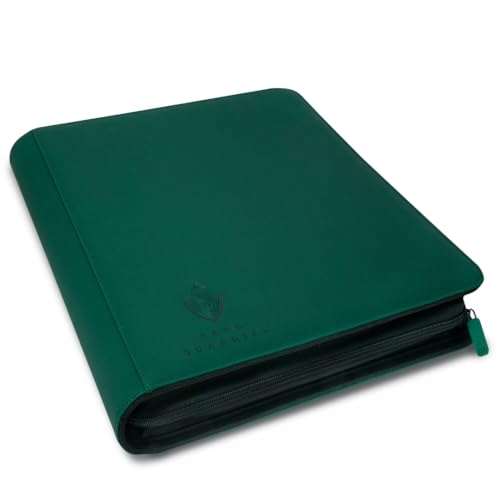 Card Guardian - Carpeta Toploader de 9 bolsillos con cremallera para 360 tarjetas - Bolsillos laterales - Compatible con tarjetas deportivas y coleccionables TCG (verde)