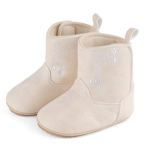 LACOFIA Patucos Bebés Niñas Botas Invierno de Nieve Cálidas Antideslizantes para Bebé Beige 12-18 Meses