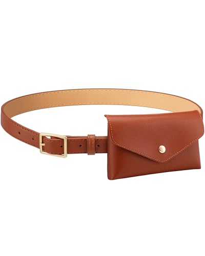 Eurzom PU Leather Waist Belt Bag for Women Adjustable Stylish Waist Pouch Equestrian Belt Bag for Daily Y2k Accessory(Brown)