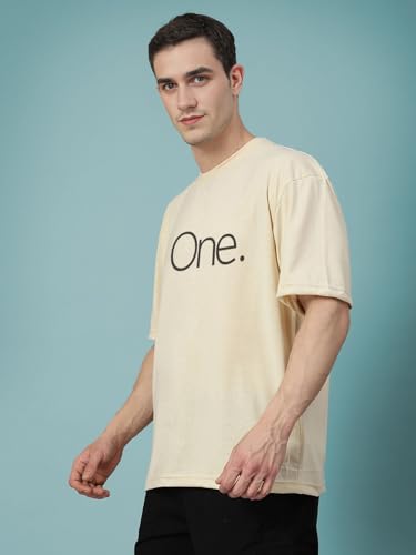 Image of CHKOKKO Mens Stylish Oversized T Shirt for Daily and Casual Wear Printed Design with Drop Shoulder and Half Sleeves