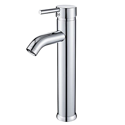 Solepearl Robinet Salle de Bain Mitigeur Lavabo, Moderne Robinet Lavabo Haut, Robinet Vasque Laiton Massif, Mitigeur Monocommande Lavabo Convient pour Salle bain Lavabo, Chromé