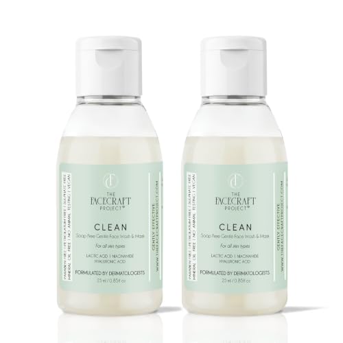 Image of THE FACECRAFT PROJECT Face Cleanser Gentle Gel Face Wash | Soap Free Daily Use with Hyaluronic Acid Lactic Acid Hydrating Mask for All Skin Types, 25 ml (Pack of 2)