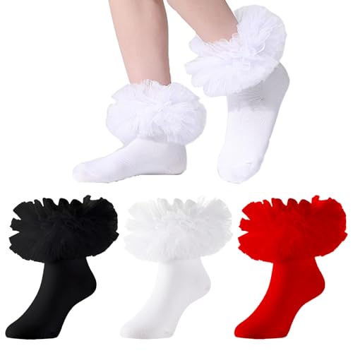 Baby Girl Socks Turn Cuff Double Lace Big Ruffle Socks for Toddlers