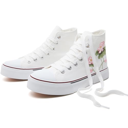 Image of hash bubbie High Top Canvas Sneakers Fashion Walking Shoes | high tops non slip on walking breathable casual comfortable lace up tennis shoes