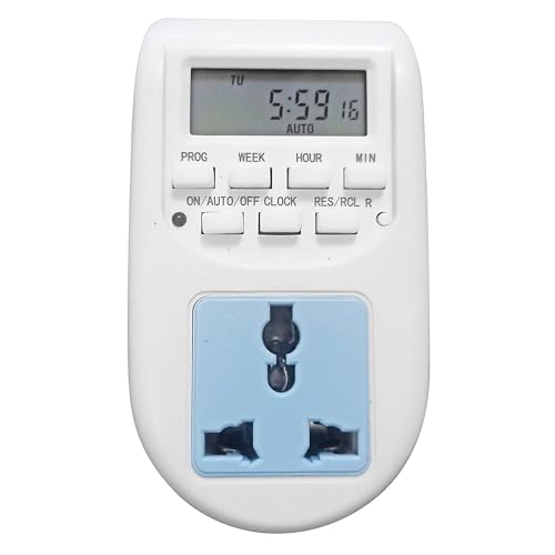 Image of MOOKA 230 Volt (24x7) Digital Programmable Timer Electronic Timer230V 24x7 Energy Saving Socket Type Digital Programmable Plastic Electronic Timer (White)
