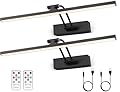 Elavika 2 Pack Picture Light Battery Operated for Wall, 16" Wireless Art Light with Remote, Timer, 5200mAh Rechargeable Cordless LED Gallery Lighting, Dimmable for Display Frame Painting, Black