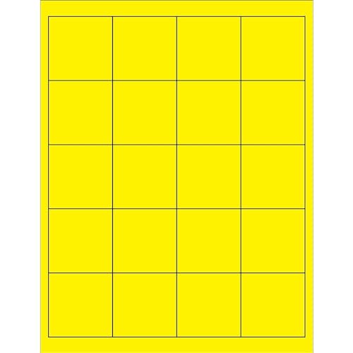 2 x 2 in. Fluorescent Yellow Rectangle Laser Labels - Pack of 2000