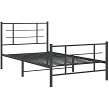 vidaXL Metal Bed Frame with Headboard and Footboard, Single Bed Bedroom Furniture, Platform Mattress Foundation, Modern Style, Black 39.4"x78.7"