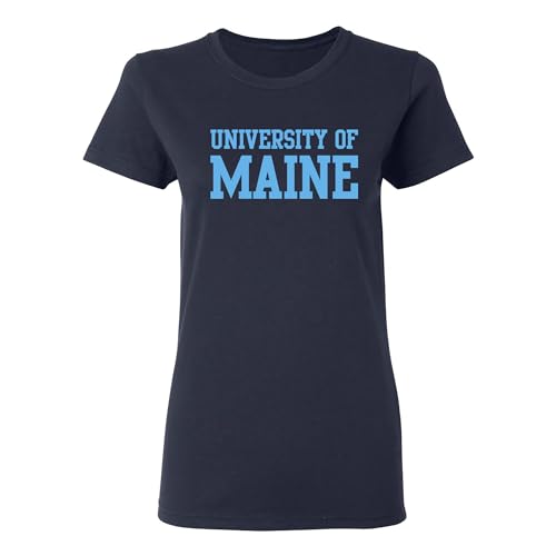 LS01 - Maine Black Bears Basic Block Womens T Shirt - Medium - Navy