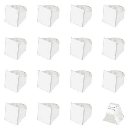 HOBBIESAY 16Pcs Blank Rings Brass Pad Ring Settings Adjustable Finger Ring Blank Bases Silver Flat Blank Ring Bezel Tray DIY Blank Ring Base Jewelry Finding Ring 19mm Inner Diameter