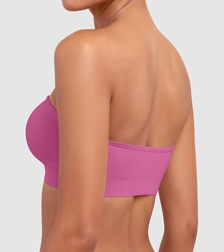 Image of DEANGELMON Strapless Bras for Women Wireless Push Up Non-Slip Bandeau Bra Seamless Clear Straps TubeTop Padded Bralette