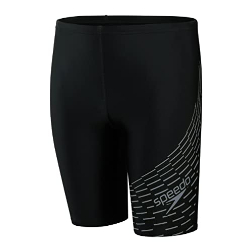 Speedo Jungen Medley Logo II Badehose, Schwarz/Grau, 13-14 Jahre