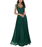 Miusol Women's Casual Deep- V Neck Sleeveless Vintage Wedding Maxi Dress (X-Large, Dark Green)