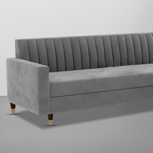 Image of Casaliving Garcia 3 Seater Sofa Set for Living Room (Dark Grey Colour) Premium Fabric Sofa