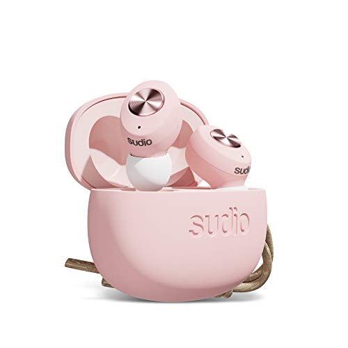 Sudio Tolv True Wireless Earbuds - Auto Pairing, Compact Charging Case, 35h Play Time, iOS, Android (Pink)