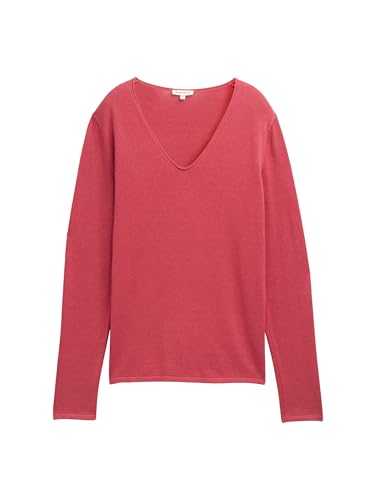 Tom Tailor Damen 1012976 Strickpullover Mit V-Ausschnitt, 11016 - Berry Red, 3XL EU 4