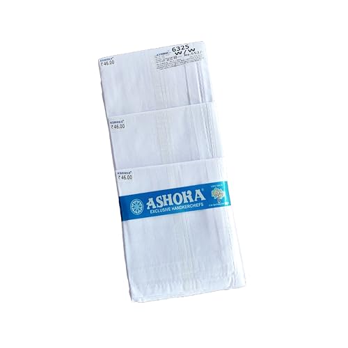 Image of Ashoka Cotton Casual Style Handkerchief For Men - Pack Of 12 (White Plain)