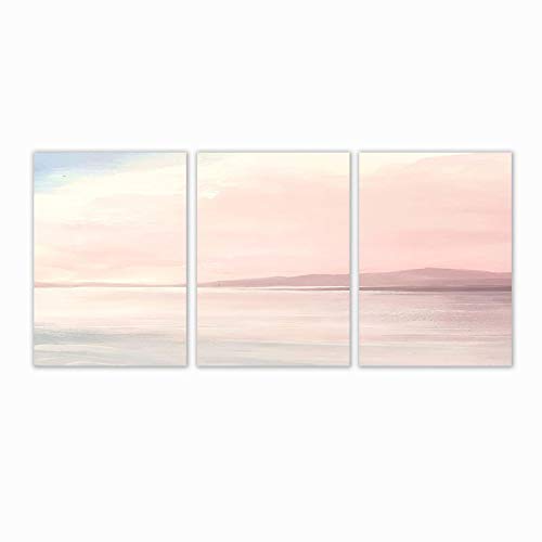 Toile paysage abstrait coucher de soleil pour ambiance chambre douce