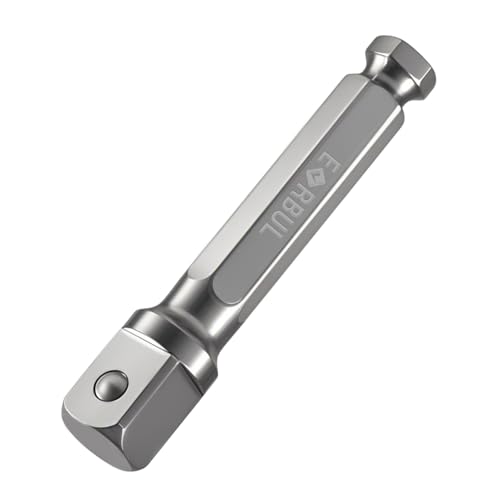 Image of EVRBUL Stainless Steel 7 /16-inch Hex to 1 /2-inch Square Extension Impact Adapter Impact Driver Power Bit Compatible with 1 /2 inch Electric Drill 7 /16 inch Impact Drill