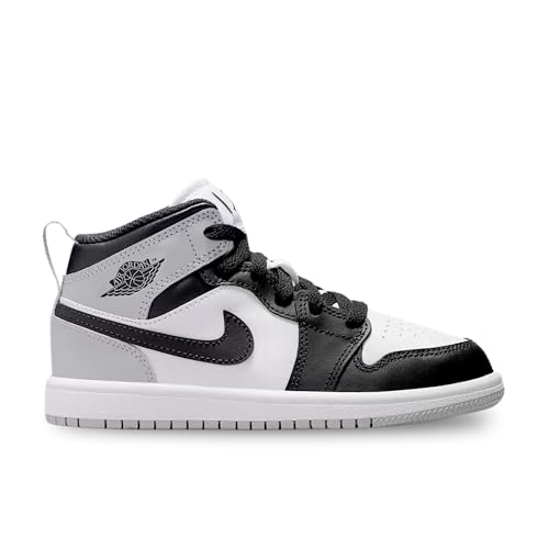 Jordan 1 Mid Little Kids' Shoes (White/Light Smoke Grey/Black)2