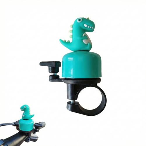 JYNVO 1 Pcs Green Cartoon Dinosaur Child Bike Bell for Adult Girl Boy, Mini Trumpet for MTB, Racing Bicycle, Scooter, Tricycle, Children Bike