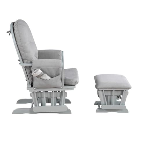 Image of Suite Bebe Mason Nursery Rocking Chair with Ottoman, Wooden Glider for Baby Nursing, Smooth Gliding Rocker, Gray and Oyster