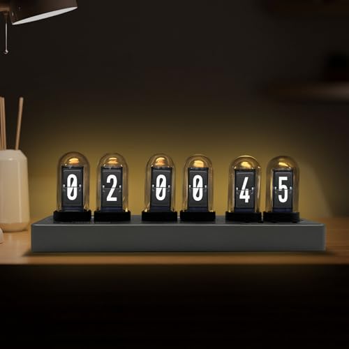 JoFomp Nixie Tube Clock Kit IPS Color Screen Desk Digital Clock Glow Tube Nixie Clocks with Web Control/WiFi Accurate Timing/Custom Dial/6 Digital Alarm/12 Pictures/Ambient Light Regulate