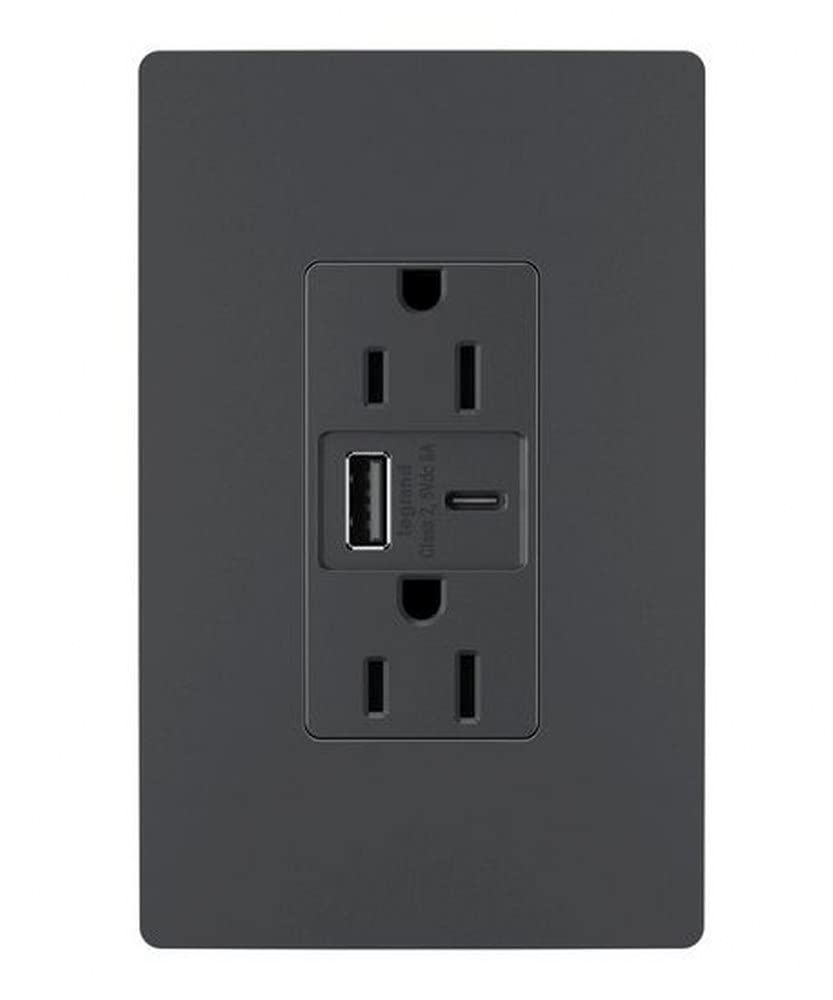 Legrand Pass & Seymour Radiant 15 Amp Wall Power Outlet with 2.0 Amp USB Charger, Ivory