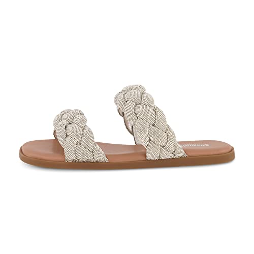 CUSHIONAIRE Women's Natasha rhinestone braided slide sandal +Memory Foam, Wide Widths Available2