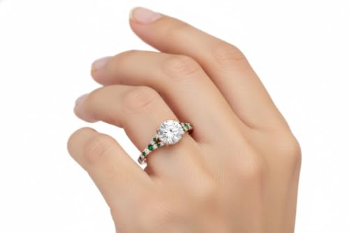 Image of Choose Your Gemstone Round Split Halo Pave Diamond CZ Ring Rose Gold Plated Round Shape Halo Engagement Rings Matching Jewelry Wedding Jewelry Easy to Wear Gifts US Size 4 to 12