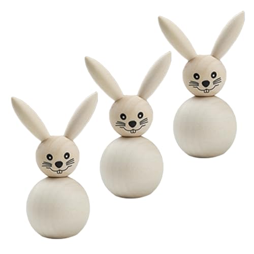 IWOWHERO 3 Piezas Figuras Animales de Madera sin Pintar para Pascua de Conejos de Madera sin Acabado para Manualidades DIY Decoración Versátil para Fiesta y Banquete Adornos Reutilizables