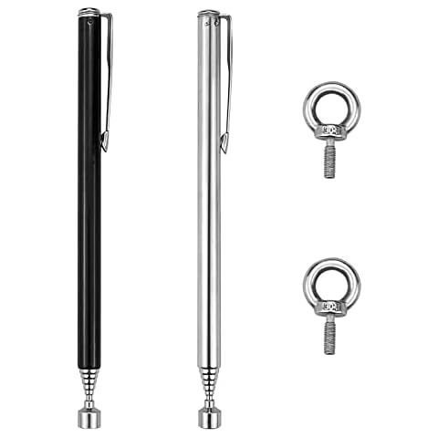2pcs Telescopic Magnetic Pick Up Tool Rod Stick Extending Handheld Pick Up Pen Extendable Rod Grabber Portable Precision Retrieval Pen, for Pickup Metal Part Screws(with Eye Bolt) Cover
