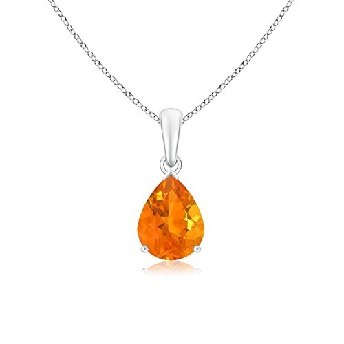 Angara Natural 0.85 Ct Fire Opal Classic Pendant Necklace for Women in Platinum (Grade-AA | Size-9x7mm) | Birthday, Anniversary, Wedding Jewelry Gift For Women