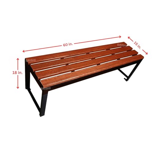Image of BRISHI 3 Seater Cast Iron FRP Garden Bench for Indoor & Outdoor Park /Patio /Living Room /Terrace /Balcony (Black /Wooden Texture)