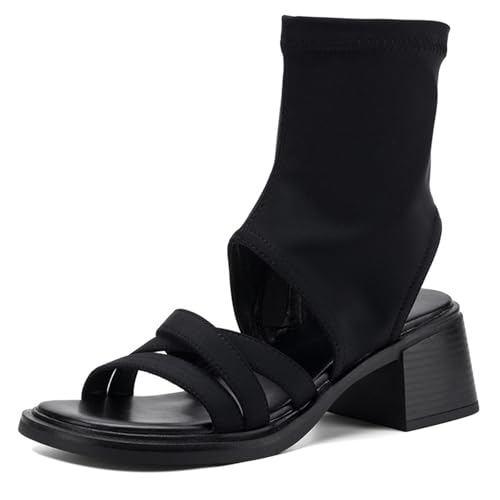 Bottines sandales décontractées style moderne à talon stable