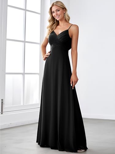 Image of Ever-Pretty Women's Summer Backless Spaghetti Strap Chiffon Bridesmaid Dresses Empire Waist Formal Wedding Guest Dress
