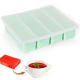 Culinavog Vassoio di congelamento Soup, contenitori per congelamento in silicone, grandi stampi per cubetti di ghiaccio con coperchio, per conservare e congelare zuppa, brodo, salsa e ghiaccio