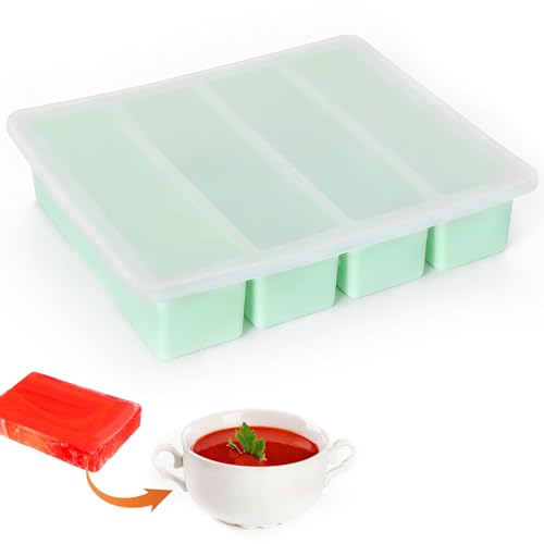Culinavog Vassoio di congelamento Soup, contenitori per congelamento in silicone, grandi stampi per cubetti di ghiaccio con coperchio, per conservare e congelare zuppa, brodo, salsa e ghiaccio