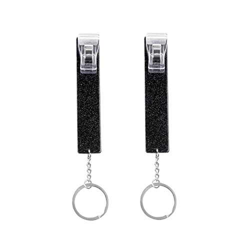 XIANGXING Newest Upgraded 2 Pack Credit Card Puller Cute Debit Bank Card Grabber for Long Nails ATM Keychain Women with Plastic Clip (Black+Black)