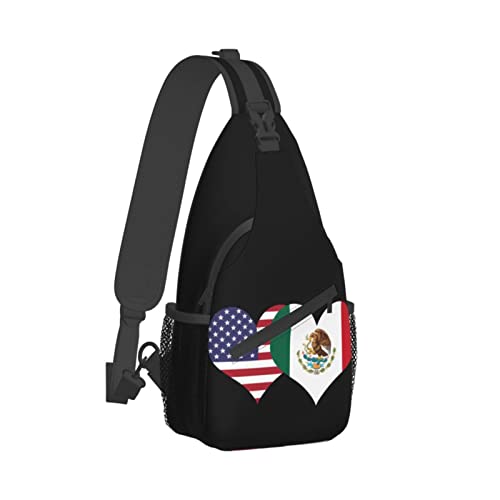 Mochila bandolera unisex con bandera americana y mexicana miniatura 3