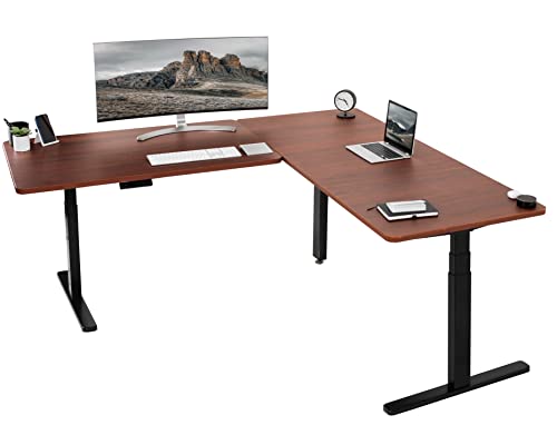 VIVO Electric Height Adjustable 77 x 71 inch Corner Stand Up Desk, 2 Dark Walnut 30 inch Deep Table Tops, Black Frame, Memory Controller, L-Shaped Workstation, 3E Series, DESK-KIT-3E7BD VIVO Electric Height Adjustable 77 x 71 inch Corner Stand Up Desk, 2 Dark Walnut 30 inch Deep Table Tops, Black Frame, Memory Controller, L-Shaped Workstation, 3E Series, DESK-KIT-3E7BD