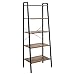 HOMCOM Estantería de Estilo Industrial en Forma de Escalera con 5 Baldas con Marco de Metal para Sala de Estar Dormitorio Cocina Oficina 56x34x160 cm Marrón Rústico