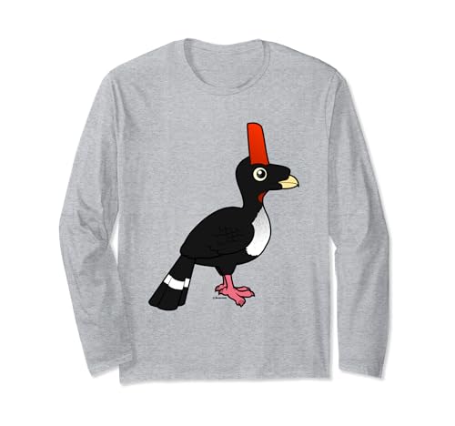 Horned Guan Cute Birdorable Bird Cartoon Illustration Long Sleeve T-Shirt