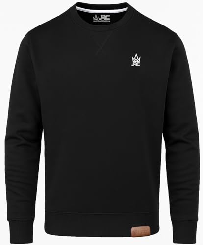 JRC Mens Fleece Crewneck Sweatshirts & Pullovers, Round Neck Long Sleeve Jumper, Sweater for Sports & Workwear (Black, XL)