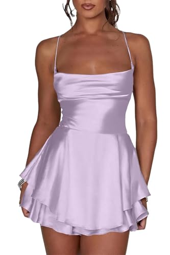 Spaghetti Strap Satin Silk Homecoming Dress for Teens 2025 A-Line Short Party Gown for Formal