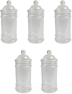 Pack of 5 x 500 ML Millilitre Plastic Jars Clear Boutique Vintage for Wrapped Sweets Candy Party Favours Wedding Beauty Display Shop