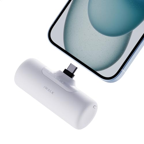 iWALK Mini Powerbank 4500mAh Portable Power Bank con Puerto USB-C, batería Externa Compatible con iPhone 16/16 Plus/16 Pro/16 Pro MAX, Samsung S24/23, teléfono móvil Android, iPad Pro/Air Blanco