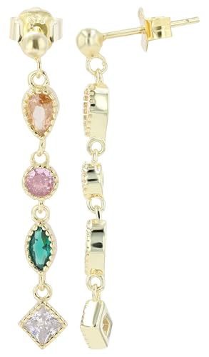 Vada 925/- Pendientes de plata de ley 925, circonitas coloridas, rodiados, Plata de ley