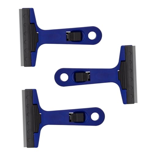 Levemolo 3 Piezas Espátulas de Limpieza Portátiles Herramientas Prácticas para Paredes Vidrio y Suelos Ligeras y Duraderas Color Azul Uso Doméstico y Profesional