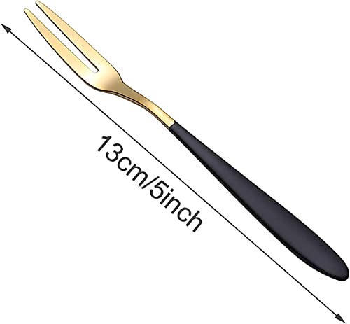 Image of Mini Cocktail Forks Appetizer Forks 18 /10 Stainless Steel Fruit Forks Dessert Forks Tasting Forks Appetizer Small Forks Set Appetizer Cake Fruit Forks Set (Black,Set of 10)